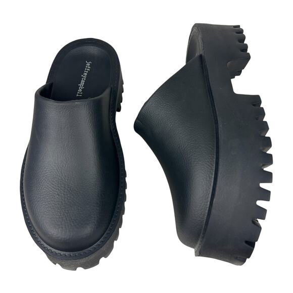 Free People X Jeffrey Campbell Bae Platform Black Rubber Lugged Sole Mules 9 - Picture 2 of 6